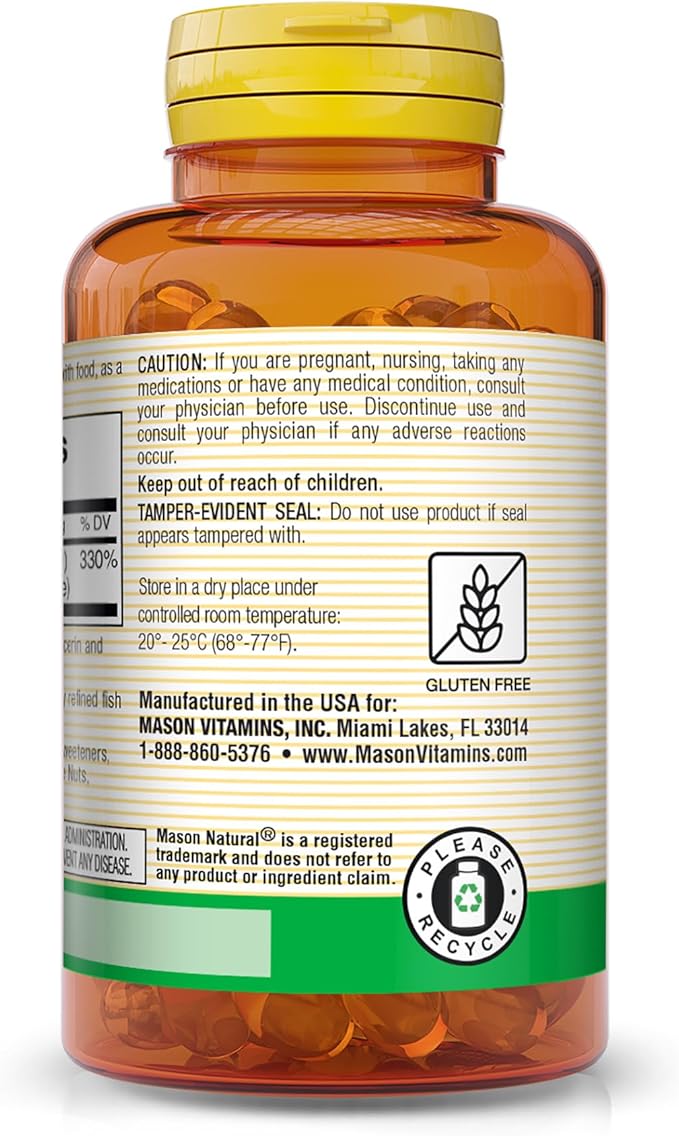 MASON NATURAL Vitamin A 3,000 mcg (10000 IU) 100 Softgels