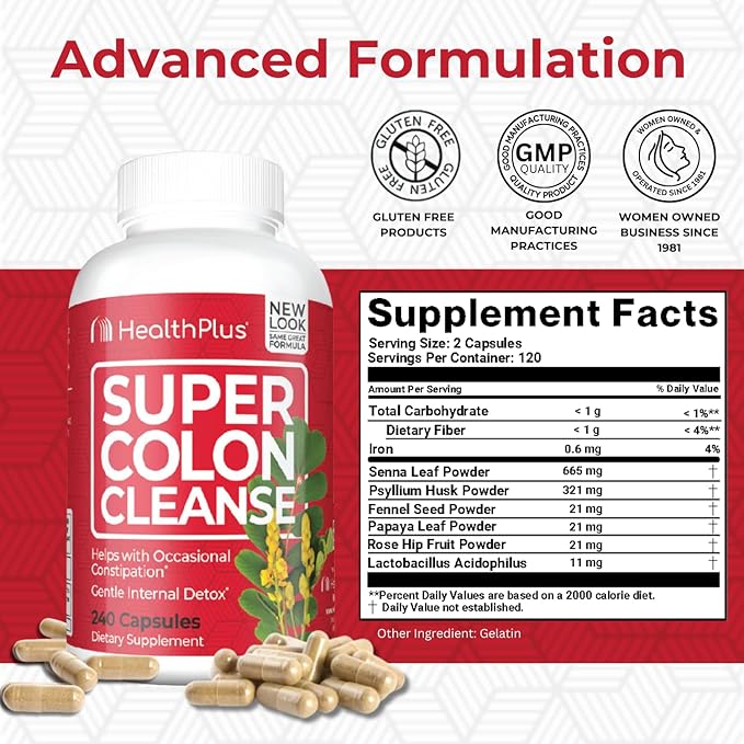 Health Plus Super Colon Cleanse 10 240 Capsules