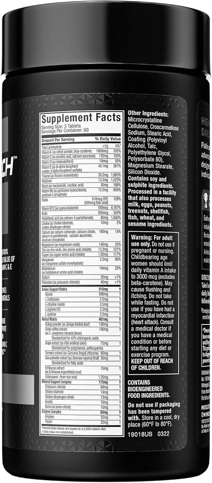 Muscletech Multivitamin for Men & Women 18 Vitamins B6 B12 B12 | 180 ct