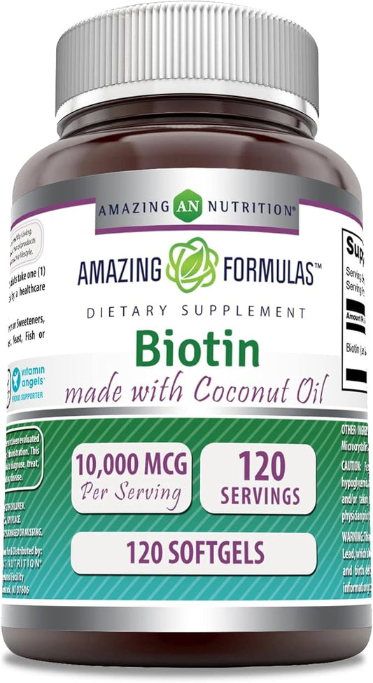 Amazing Formulas Biotin with Extra Virgin 10000 Mcg 120 Softgels