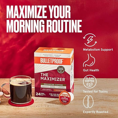 Bulletproof The Maximizer Single-Serve Coffee Pods, 24 Count, Clean Coffee with Metabolism and Gut Health Support