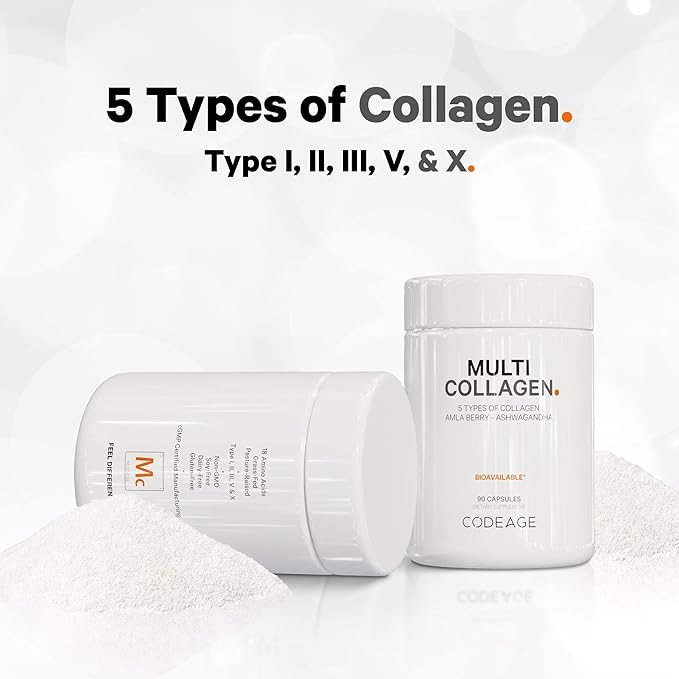 Codeage Multi Collagen Peptides Protein Capsules, 5 Collagen 90 Count