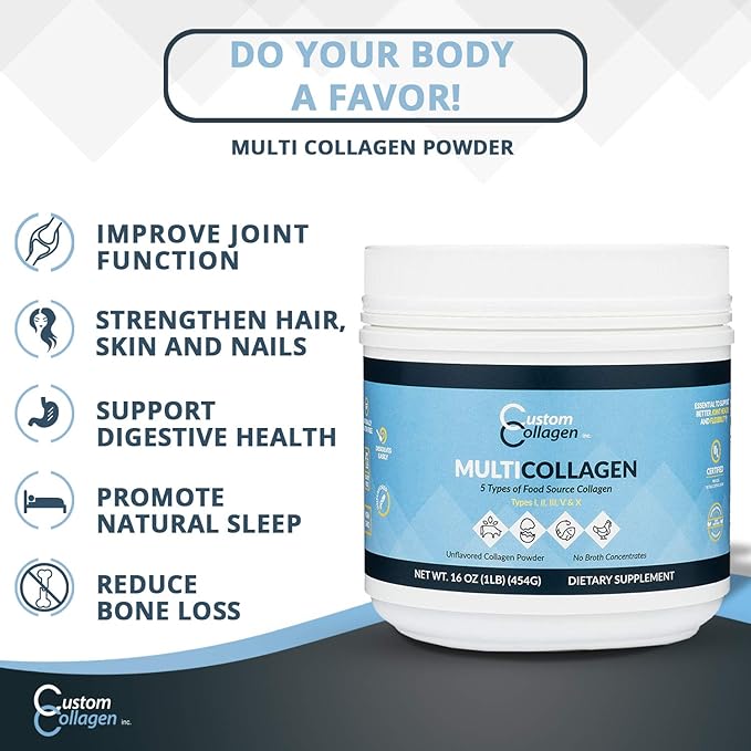 Custom Collagen Multi Collagen Plus Peptides 2 Pound (32 Ounce, 1)