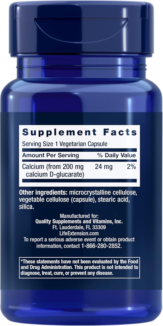 Life Extension Calcium D-Glucarate, 200 mg 60 Capsules