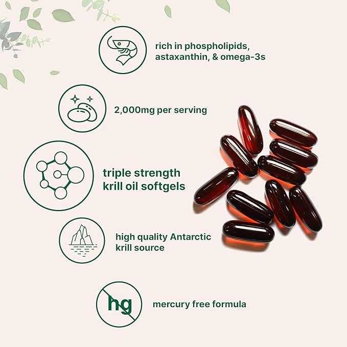 Micro Ingredients Antarctic Krill Oil Supplement, 2,000mg Per 240 Softgels, Omega-3s EPA,