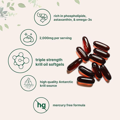Micro Ingredients Antarctic Krill Oil Supplement, 2,000mg Per 240 Softgels, Omega-3s EPA,