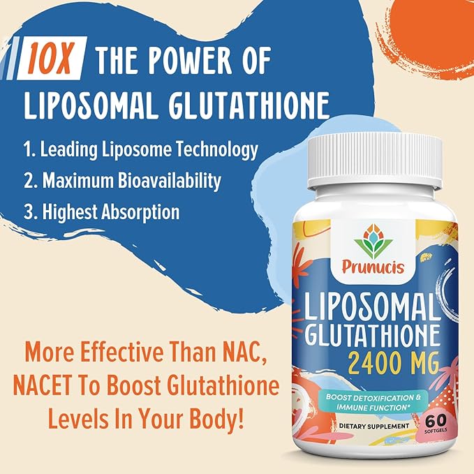 2400MG Liposomal Glutathione, Reduced L-Glutathione, Glutathione 180 Softgels