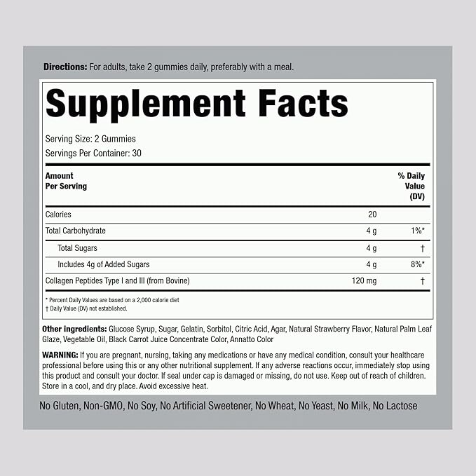 Piping Rock Collagen Peptides Gummies 60 Count 1 and 3 |