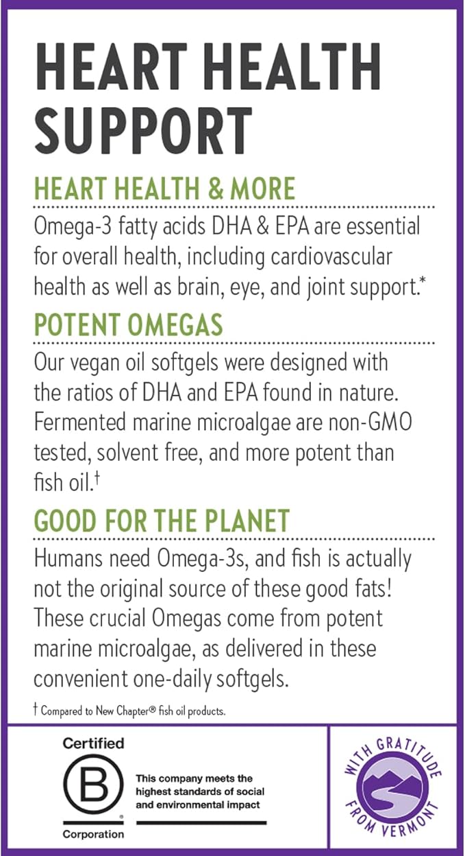 New Chapter Vegan DHA, EPA, and Omega-3 Complex- 30 Vegan
