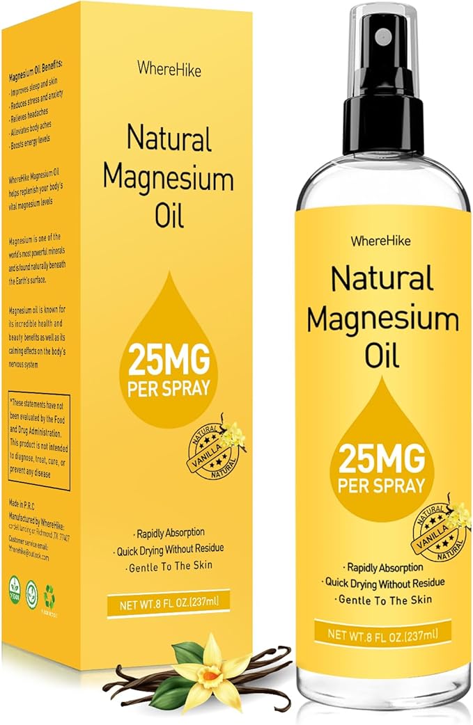Pure Magnesium Oil Spray for Feet,Ideal Gift for Sleep & Muscle Relaxation,Better Sleep,Rapid Absorption,Quick Drying Without Residue-Vanilla
