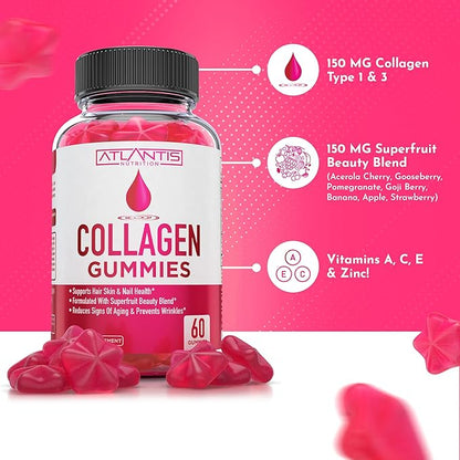 Collagen Gummies For Women 1 & 3, Vitamins 60 Collagen