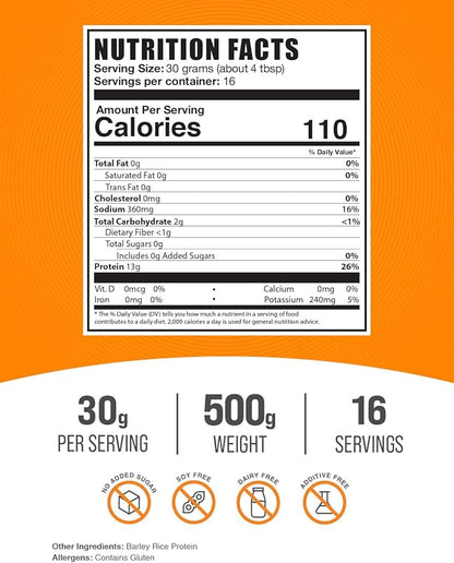 BulkSupplements.com Barley Rice Protein Powder 30g per 500g (1.1 (1.1 lbs) 1)