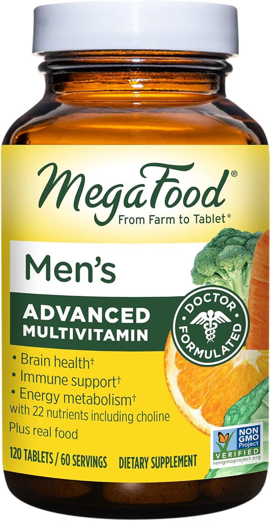 MegaFood Men's Advanced Multivitamin for Men B12, Vitamin 120 Tabs (60 Servings)