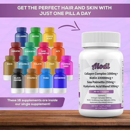 Super Collagen 1000mg, Biotin 10000mcg, Keratin 250mg, Hyaluronic 500mg -