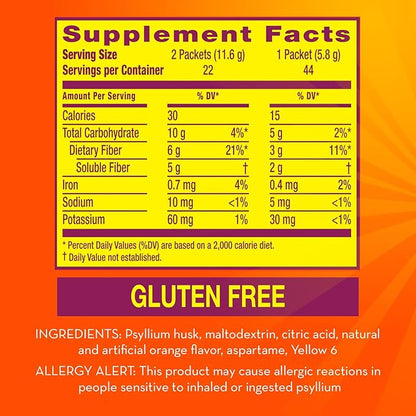 Metamucil On-The-Go, Daily Psyllium Husk Powder 4-in-1 Fiber 44 Packets