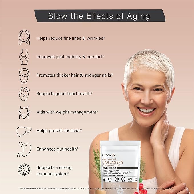 Organixx Clean Sourced Collagen Powder, Hydrolyzed 20 Servings