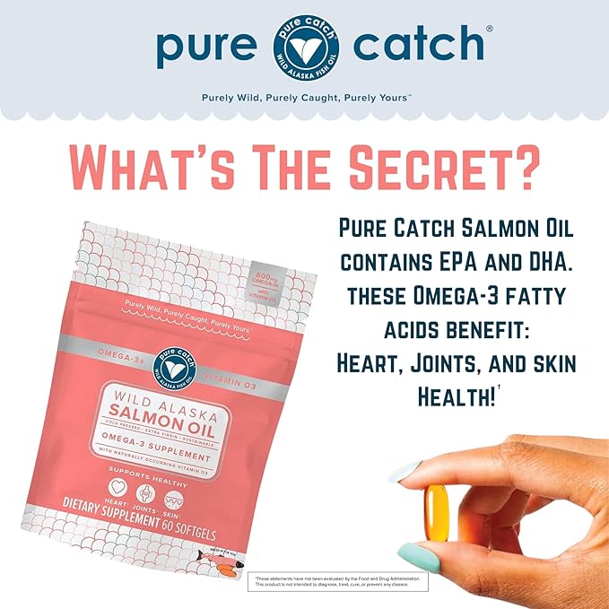 Trident Seafoods Pure Catch Wild Alaskan D3 - Omega-3 Salmon 60 Count