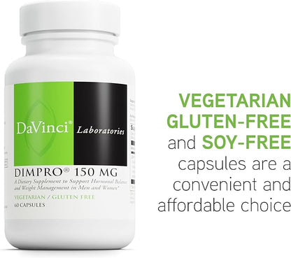 DAVINCI Labs DimPro 150 mg - Dietary Supplement to Support Hormonal Balance in Men & Women & Healthy Weight Management* - with Vitamin E and More - Vegetarian - Gluten-Free - 60 Capsules