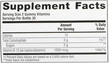 Vitafusion B12 Gummy Vitamins, Delicious Raspberry 60ct (30 (30 Day