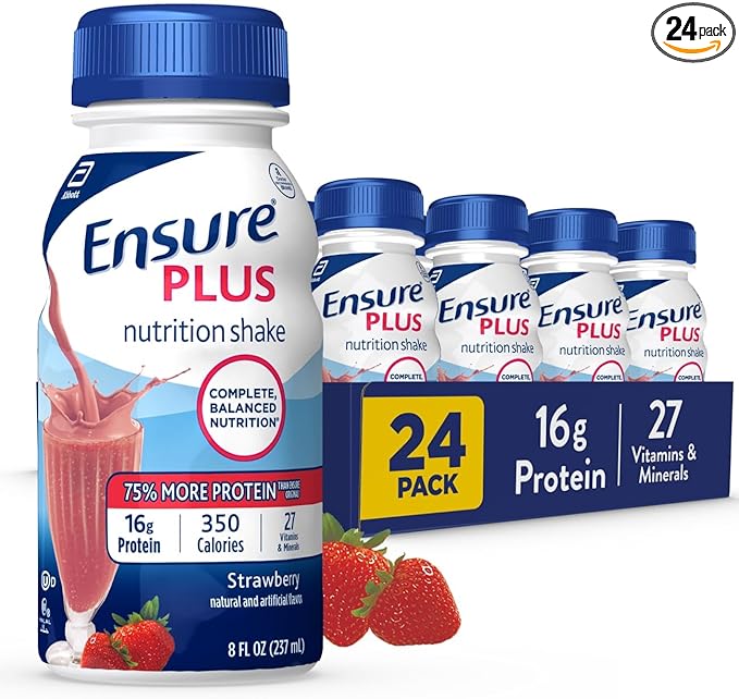 Ensure Plus Strawberry Nutrition Shake, Meal 24 Pack