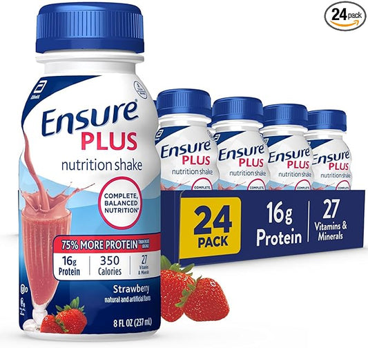 Ensure Plus Strawberry Nutrition Shake, Meal 24 Pack