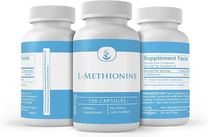 Pure Original Ingredients L-Methionine (100 Capsules)