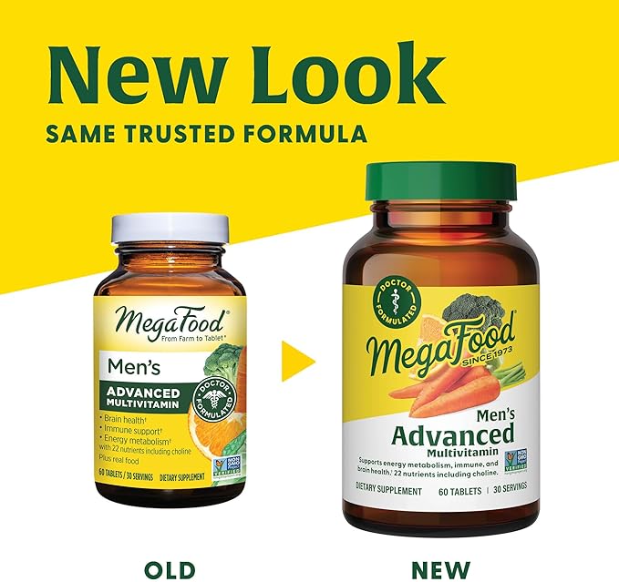 MegaFood Men's Advanced Multivitamin for Men B12, Vitamin 120 Tabs (60 Servings)