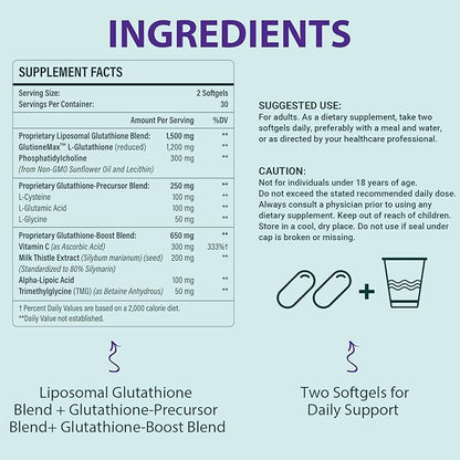 2400 MG Complex Liposomal Glutathione Softgels 1500 MG, 60 Softgels