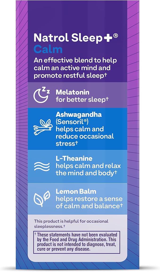 Natrol Sleep+ Calm Melatonin 6mg 30 Capsules, 30 Day 12)