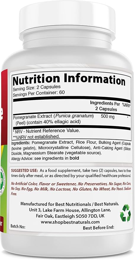 Best Naturals Pomegranate Extract 250 mg 120 Capsules