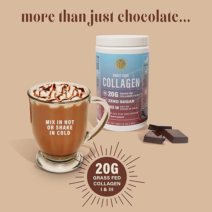 Chocolate Peptides Powder, Grass Fed Hydrolyzed 1&3 Collagen, (30 Servings)