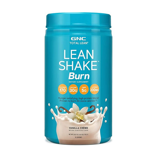 GNC Total Lean Shake Burn Protein Powder | Hunger Satisfying, Proven to Burn 3X More Calories | Vanilla | 16 Servings