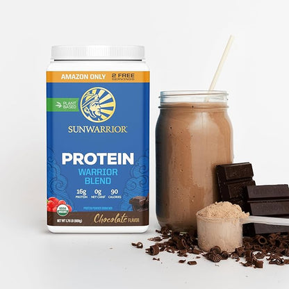 Sunwarrior Vegan Protein Powder Plant-Based USDA Organic | BCAA Amino Acids Hemp Seed | Keto Friendly Soy, Dairy, Gluten, & Synthetic Free Non-GMO | Chocolate 32 Servings 16g
