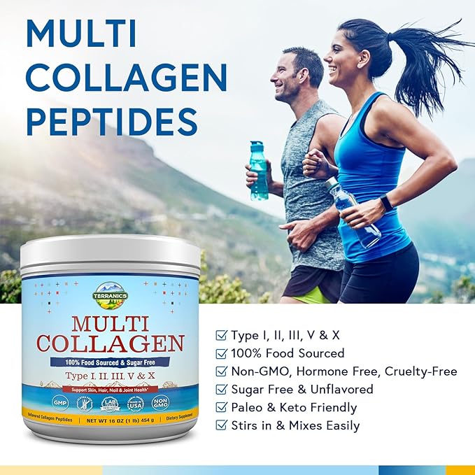 Terranics Multi Collagen Peptides Powder, Type 16oz