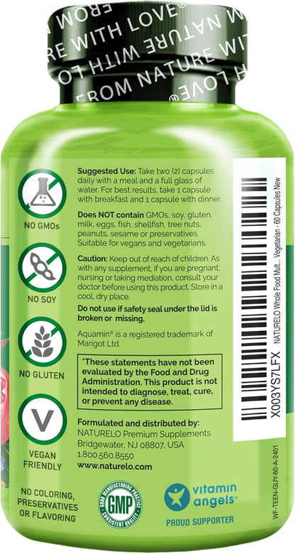 NATURELO Whole Food Multivitamin for Teenage Boys 60 Capsules