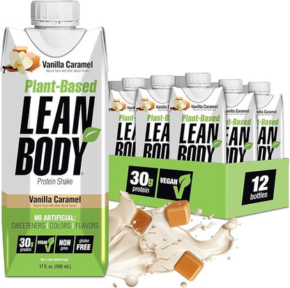 Lean Body Ready-to-Drink, Plant-Based Vegan Vanilla 30g Protein, 12)