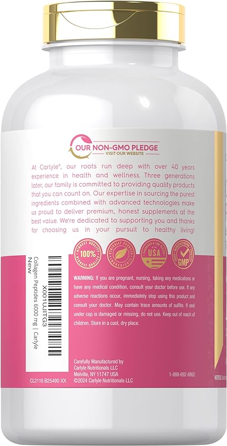 Carlyle Collagen Peptides 6000mg 400 Caplets 1 and 3 |