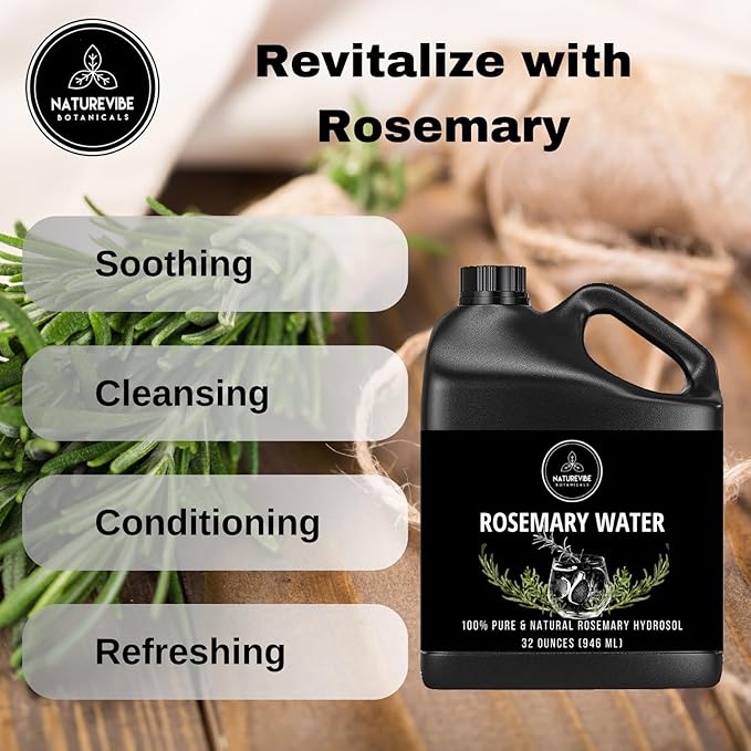 Naturevibe Botanicals Rosemary Water 32 Ounces 100% Pure