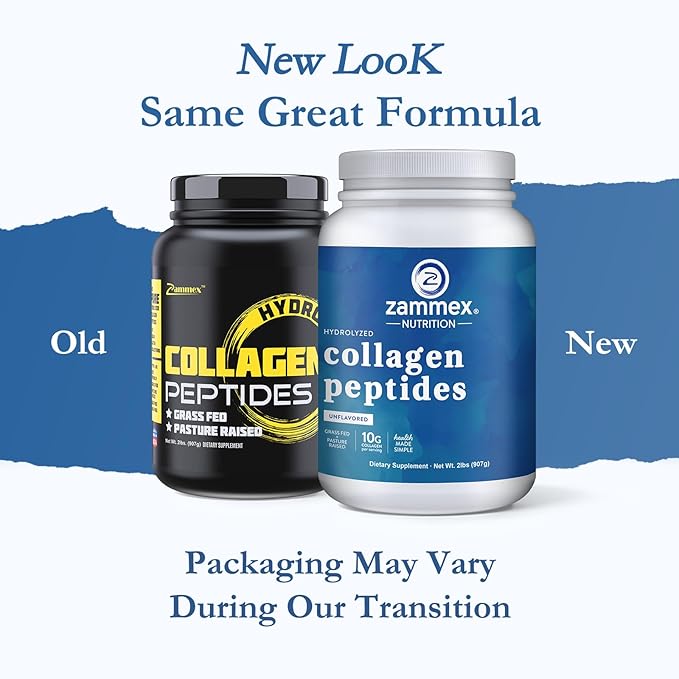 Zammex Collagen Peptides Powder, 90 Servings, 100% Grass