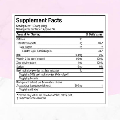 Purely Inspired Healthy Beets Superfood Powder, Unflavored - Super Beet Root Powder with Red Spinach Extract, Vitamin C & Zinc for Immune Support - Supports Nitric Oxide Production for Men & Women