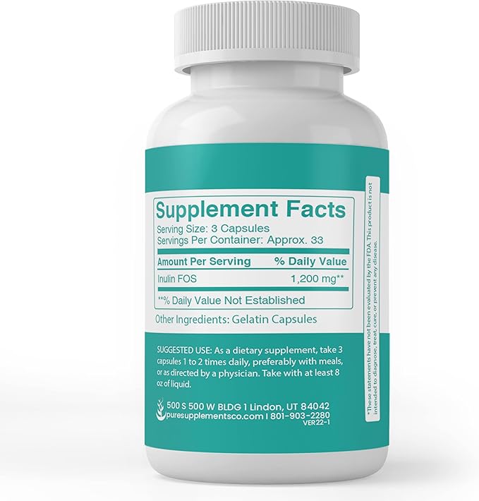 Pure Original Ingredients Inulin, (100 Capsules)