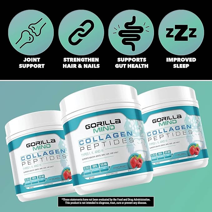 Gorilla Mind Collagen Peptides Powder 435g (Blue