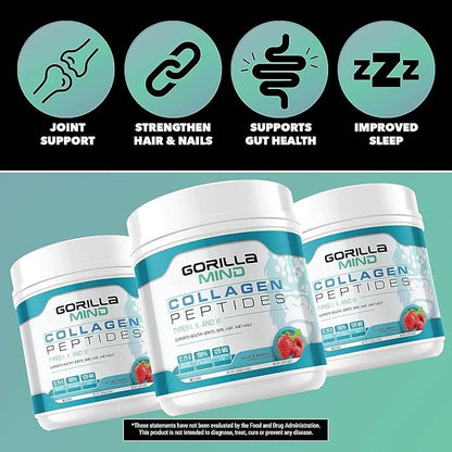 Gorilla Mind Collagen Peptides Powder 435g (Blue