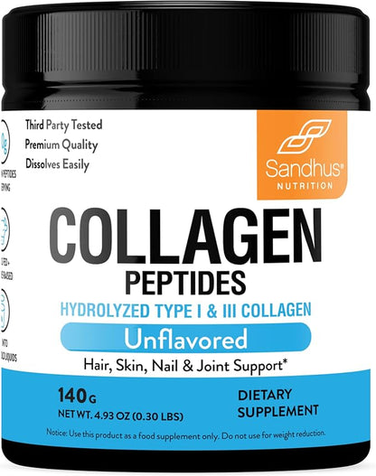 Sandhu's Collagen Peptides Powder|4.9 oz Unflavored|