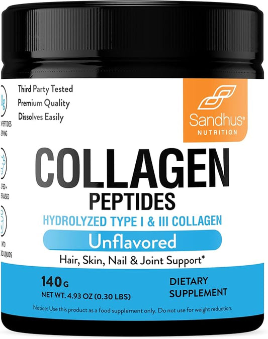 Sandhu's Collagen Peptides Powder|4.9 oz Unflavored|