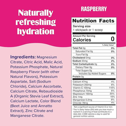 Ultima Replenisher Daily Electrolyte Powder Drink Mix – Raspberry, 20 Stickpacks – Hydration Packets with 6 Key Electrolytes and Trace Minerals – Keto Friendly, Vegan, Non-GMO and Sugar-Free