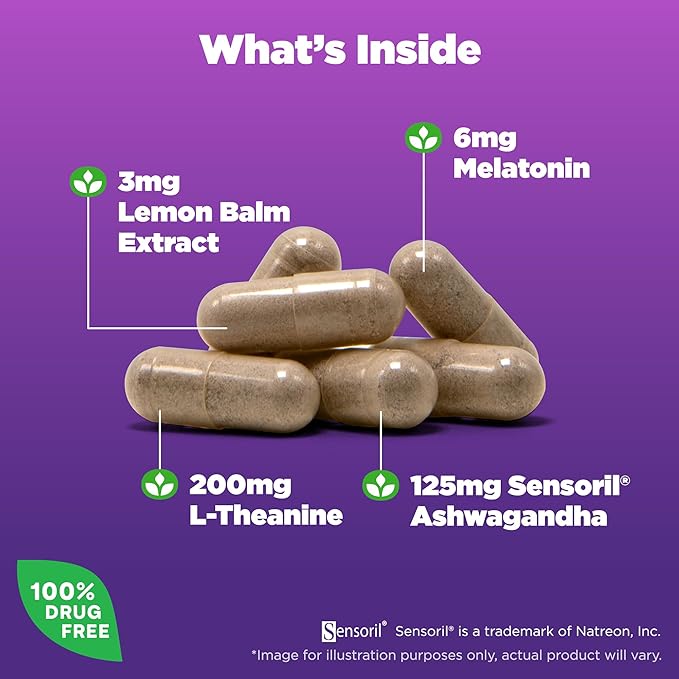 Natrol Sleep+ Calm Melatonin 6mg 30 Capsules, 30 Day 12)