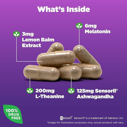 Natrol Sleep+ Calm Melatonin 6mg 30 Capsules, 30 Day 12)