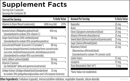 Designs for Health Ultimate Antiox Full Spectrum - Antioxidant Supplement with Resveratrol, Acerola, Lutein, Curcumin C3, Quercetin + More (90 Capsules)