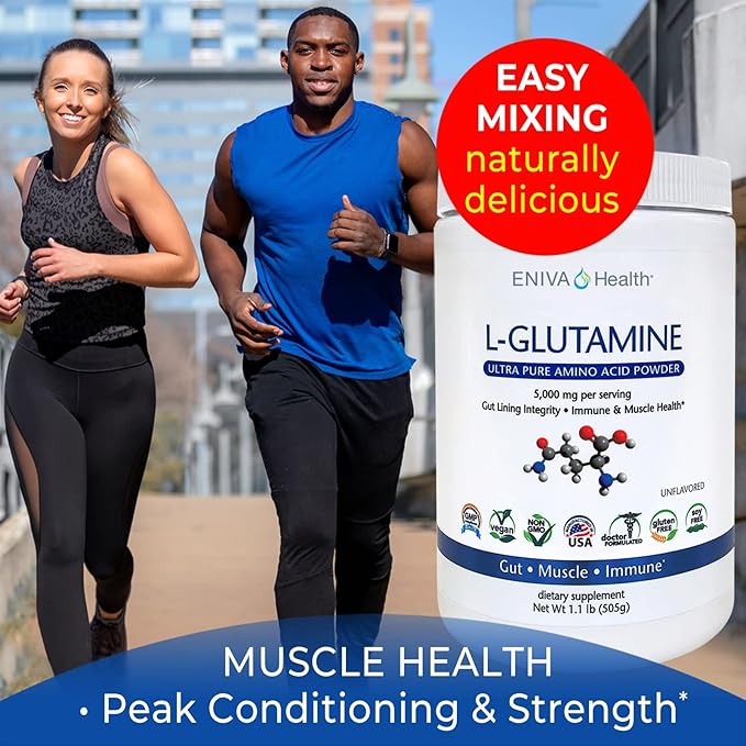 Eniva Health L-Glutamine Pure Powder, Unflavored (101 Servings)